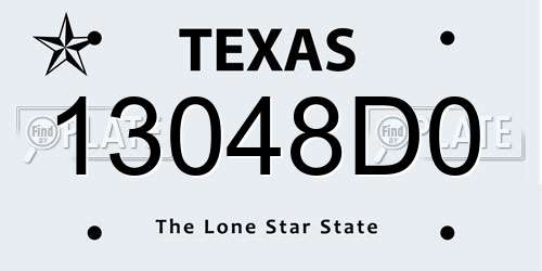 13048D0 Texas License Plate