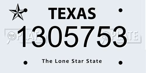1305753 Texas License Plate