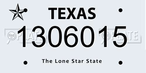 1306015 Texas License Plate