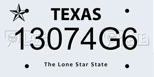 13074G6 Texas License Plate