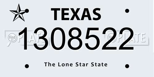 1308522 Texas License Plate