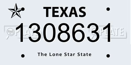 1308631 Texas License Plate
