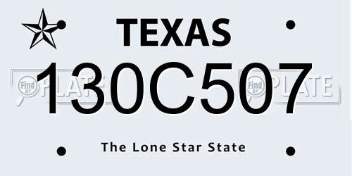 130C507 Texas License Plate