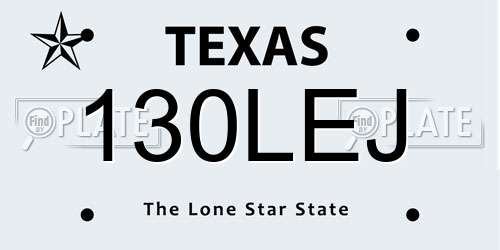 130LEJ Texas License Plate