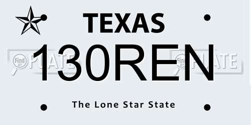 130REN Texas License Plate