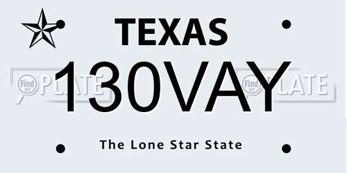 130VAY Texas License Plate