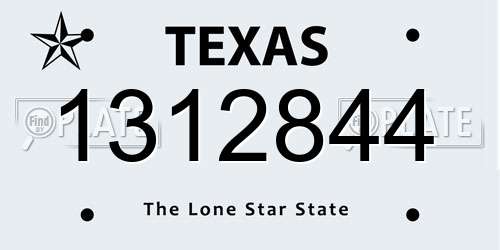 1312844 Texas License Plate
