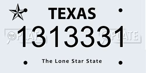 1313331 Texas License Plate