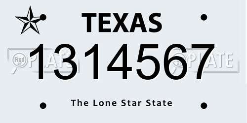 1314567 Texas License Plate