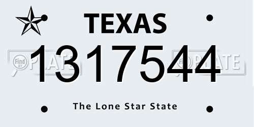 1317544 Texas License Plate