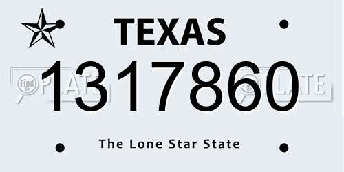 1317860 Texas License Plate
