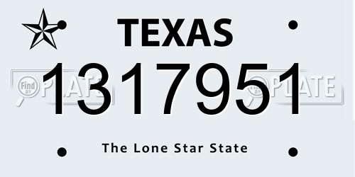 1317951 Texas License Plate