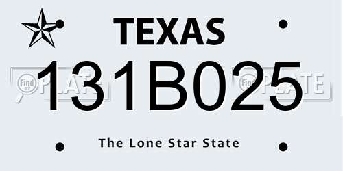 131B025 Texas License Plate