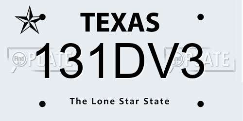 131DV3 Texas License Plate
