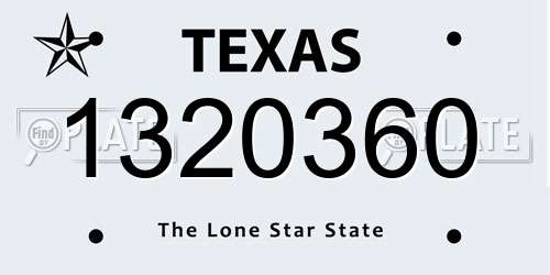 1320360 Texas License Plate