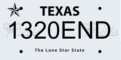 1320END Texas License Plate