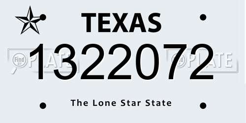 1322072 Texas License Plate