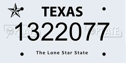 1322077 Texas License Plate