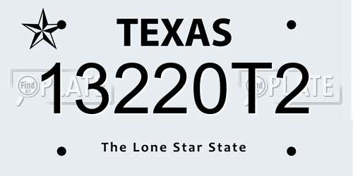 13220T2 Texas License Plate