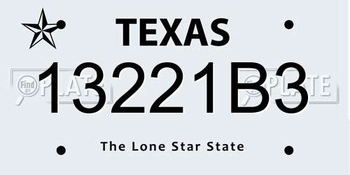 13221B3 Texas License Plate