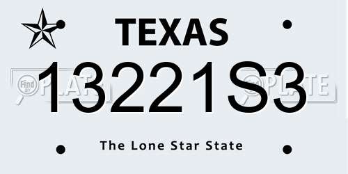 13221S3 Texas License Plate