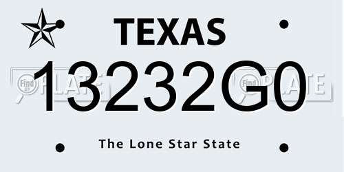 13232G0 Texas License Plate