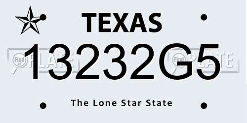 13232G5 Texas License Plate