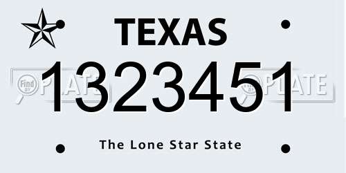 1323451 Texas License Plate