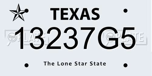 13237G5 Texas License Plate