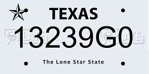 13239G0 Texas License Plate