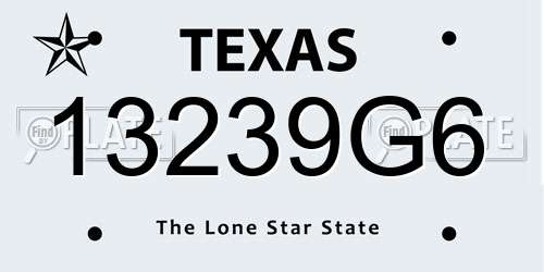 13239G6 Texas License Plate