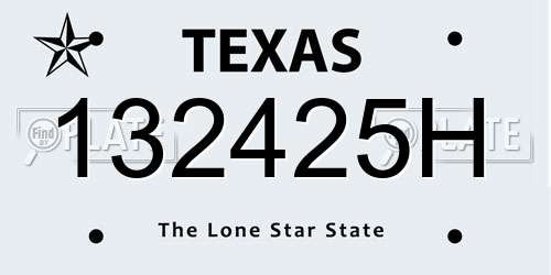 132425H Texas License Plate