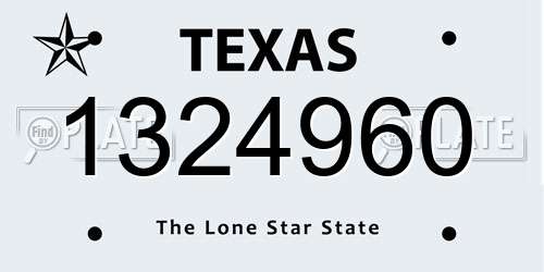 1324960 Texas License Plate