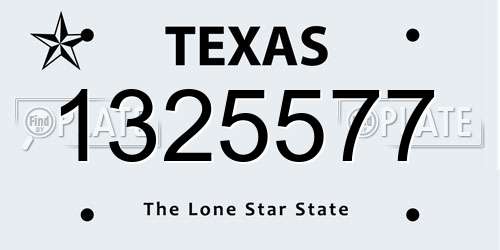 1325577 Texas License Plate