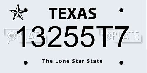 13255T7 Texas License Plate