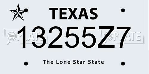 13255Z7 Texas License Plate