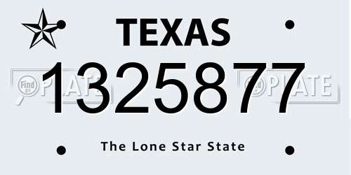 1325877 Texas License Plate