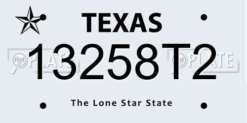 13258T2 Texas License Plate
