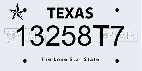13258T7 Texas License Plate