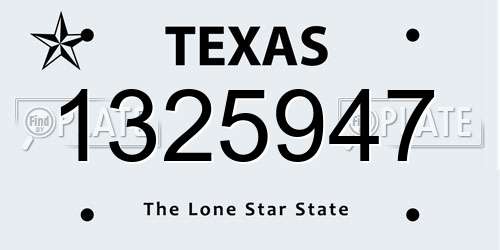 1325947 Texas License Plate