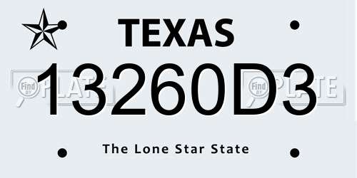 13260D3 Texas License Plate