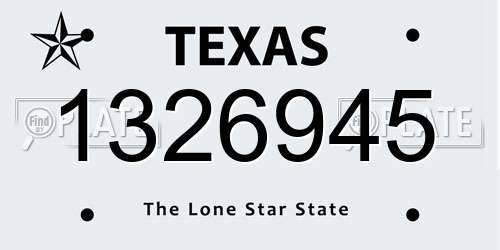 1326945 Texas License Plate