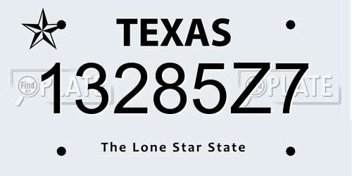 13285Z7 Texas License Plate
