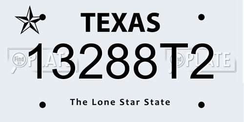 13288T2 Texas License Plate