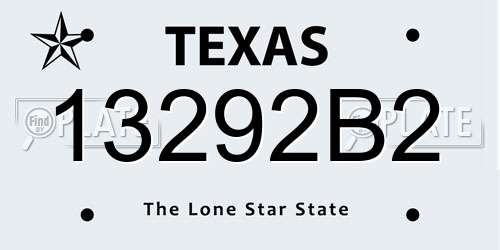 13292B2 Texas License Plate