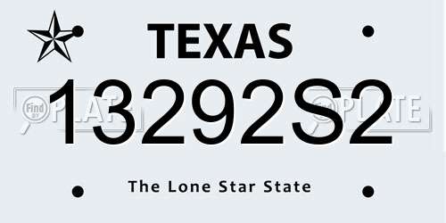 13292S2 Texas License Plate