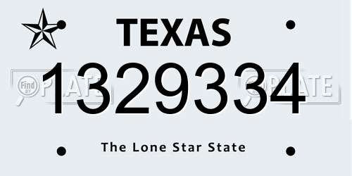 1329334 Texas License Plate