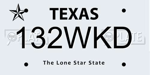 132WKD Texas License Plate