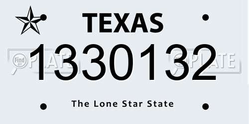 1330132 Texas License Plate