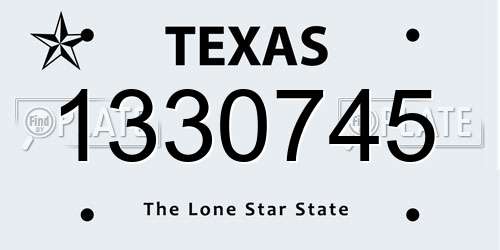 1330745 Texas License Plate